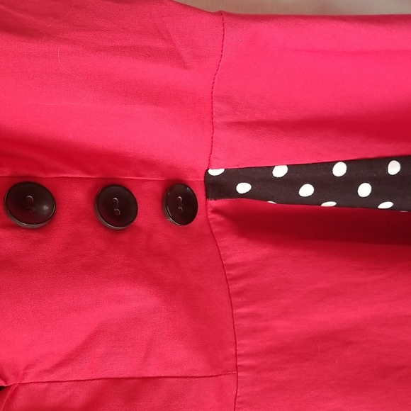 fun Zulily retro 50's style red/black/white polkadot flare dress size L - Picture 7 of 9